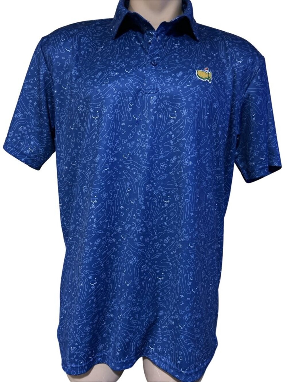 Masters Patch Golf Polo Shirt Mens Size XL Blue Course Masters Logo